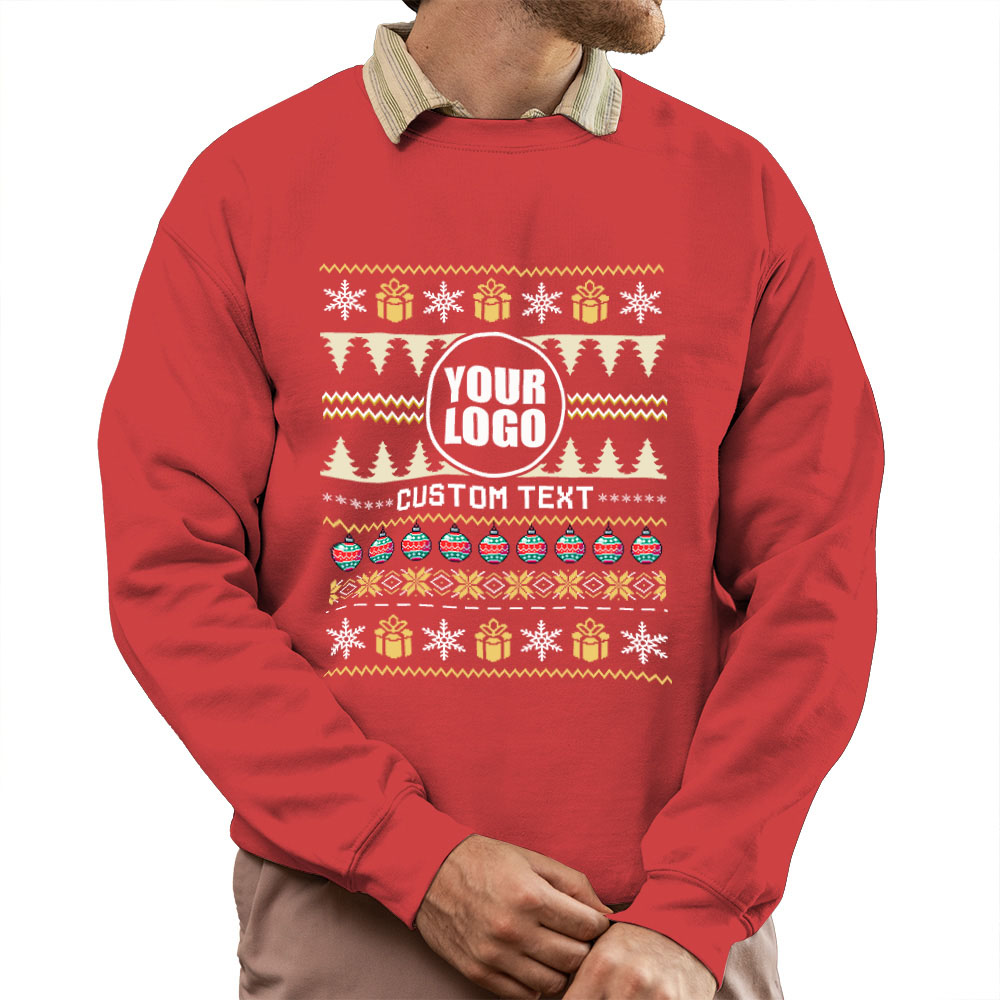 Custom Logo With Christmas Ornament Ugly Sweatshirt 5